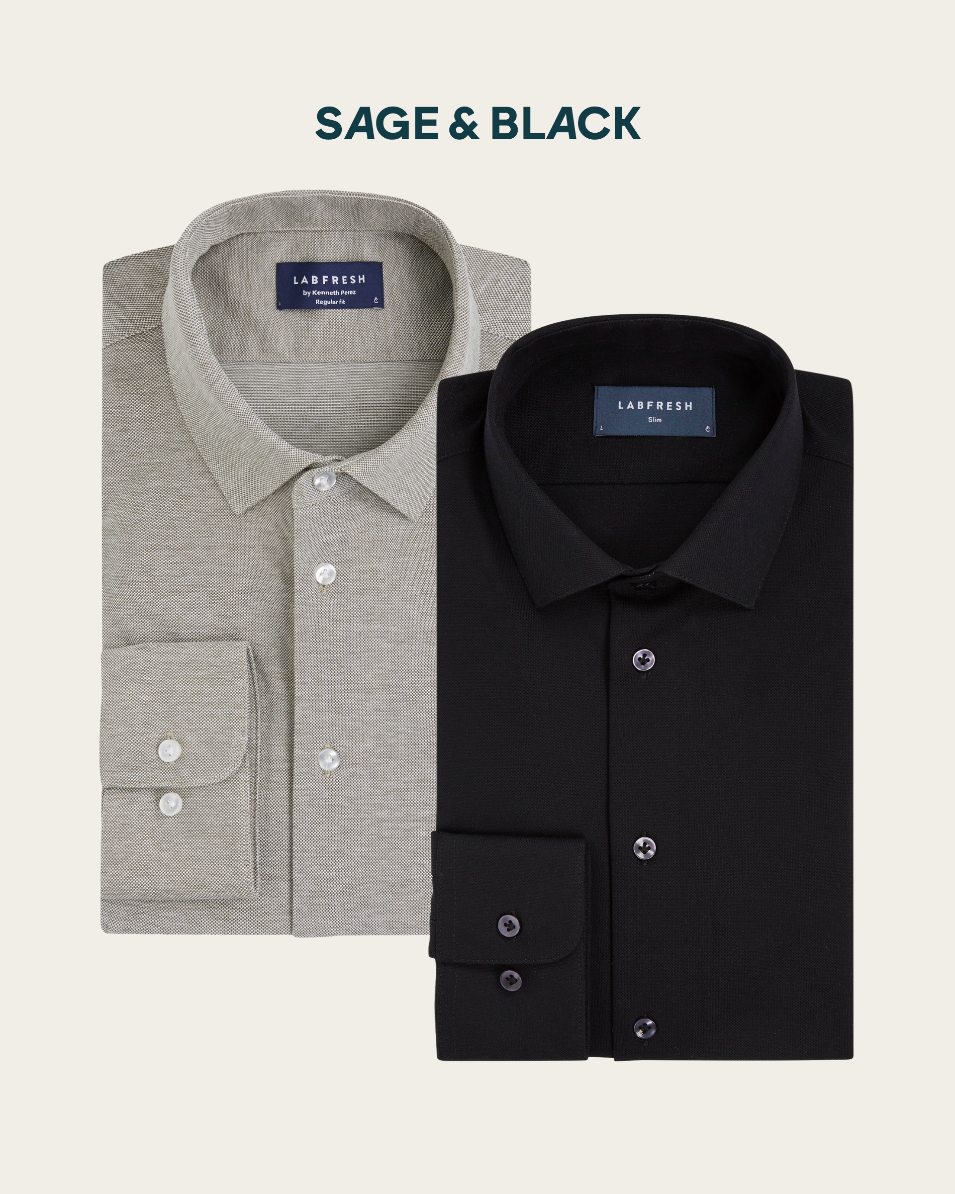 Prior Tech: Knitted shirt 2-pack bundle | Sage & Black