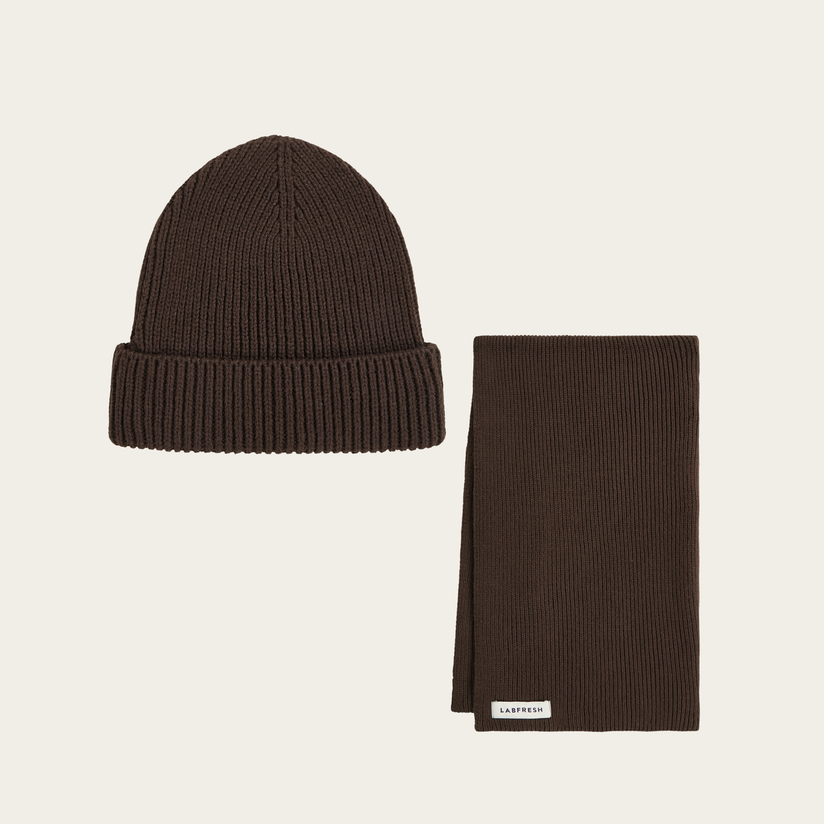Heavy Seawool Beanie & Scarf bundle | Dark brown
