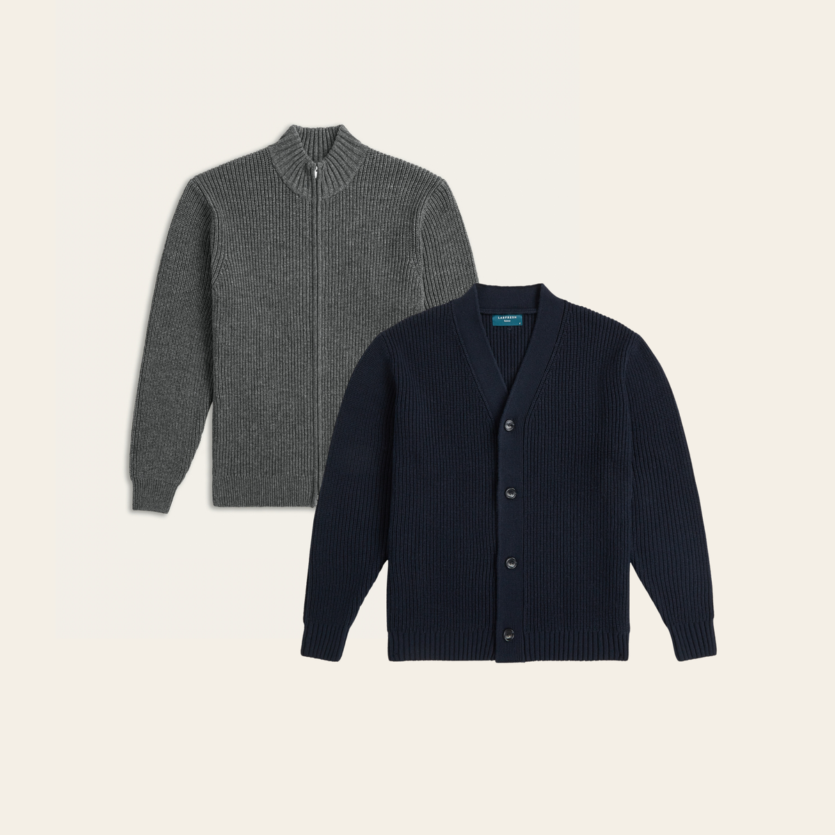 Heavy Seawool Cardigan Bundle | Navy Button & Grey Zip