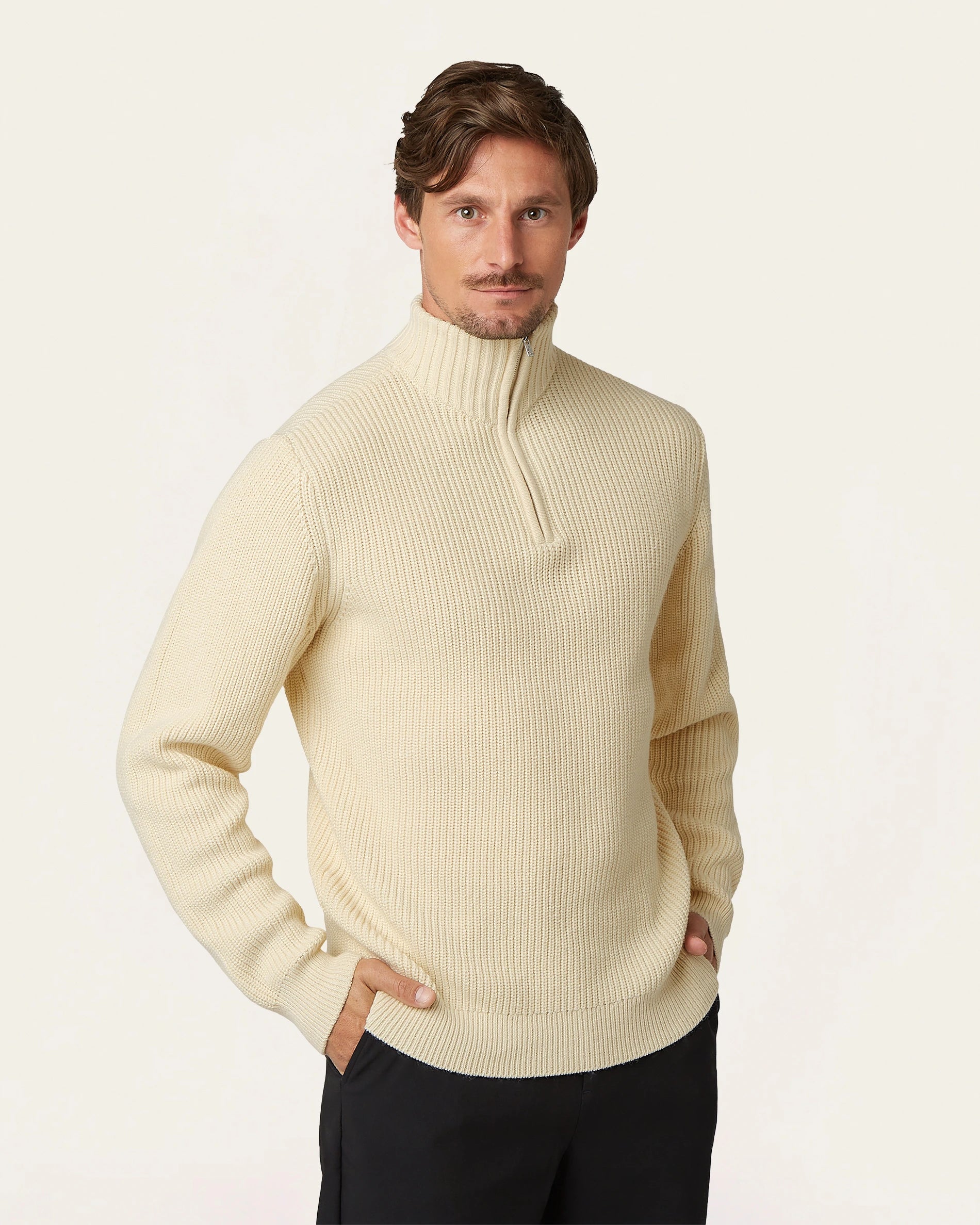 Heavy Seawool Half Zip Off-white