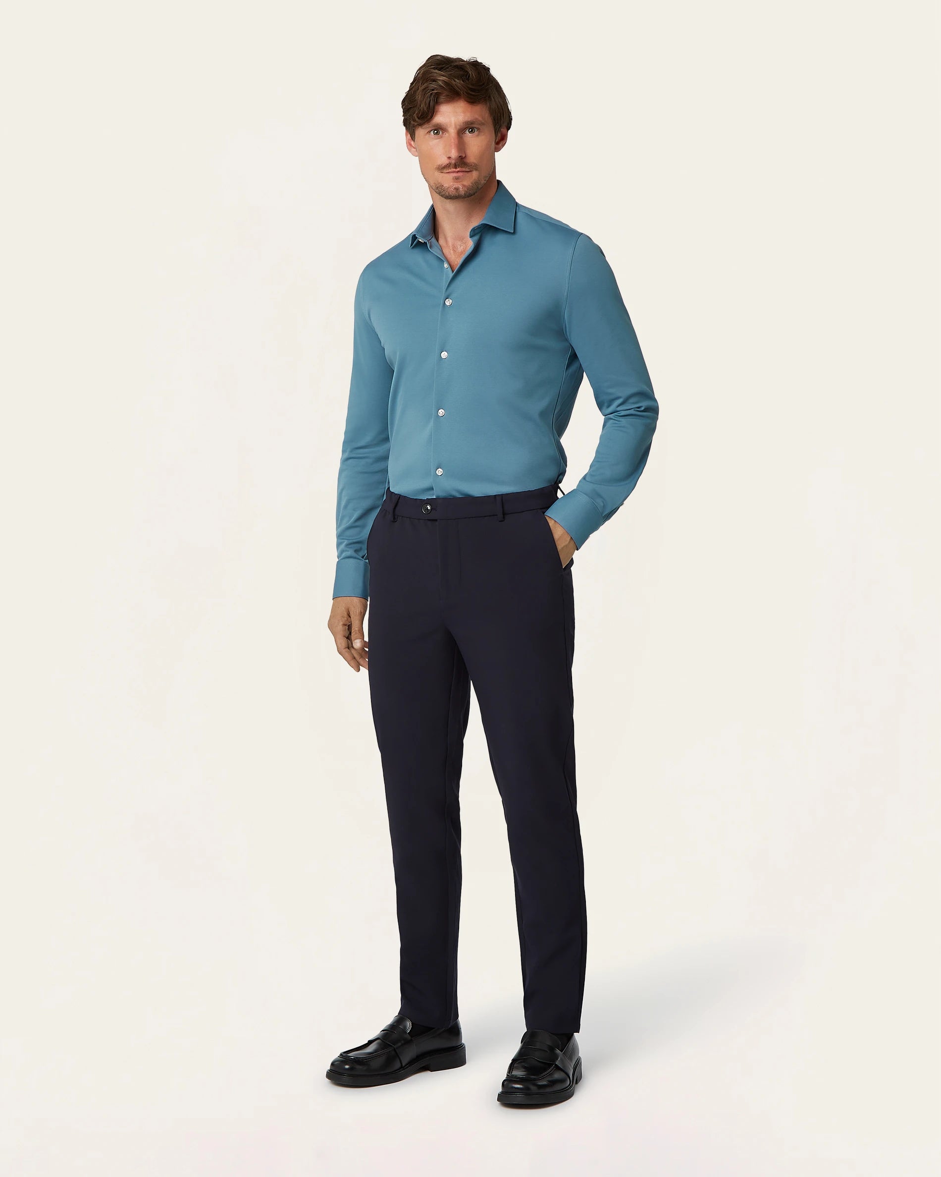 Knitted non-iron shirt Deep Blue