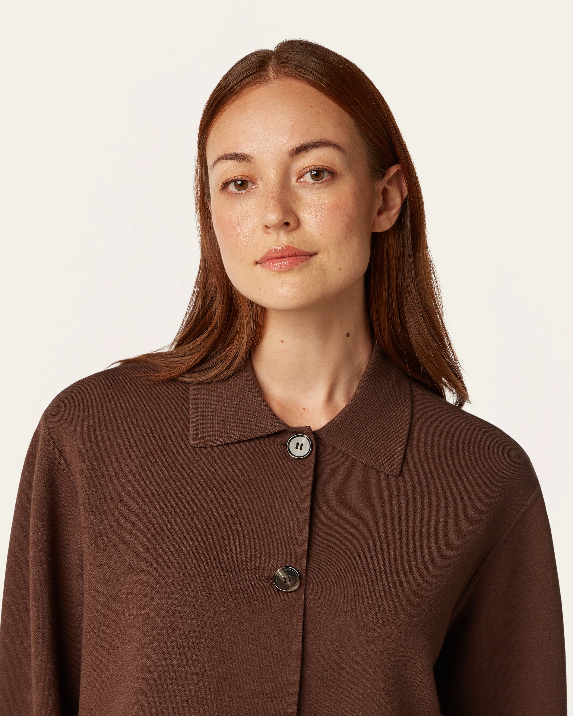 Boxy Jacquard Cardigan - Brown
