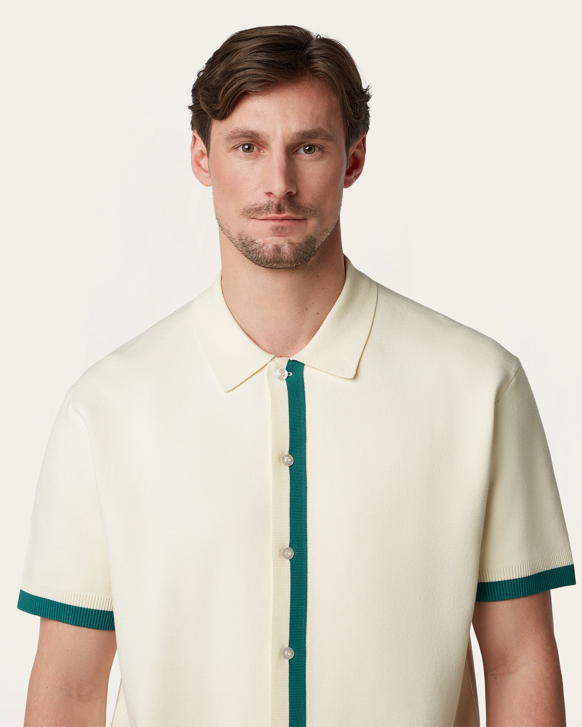 Jacquard Polo Off White / Dark Green