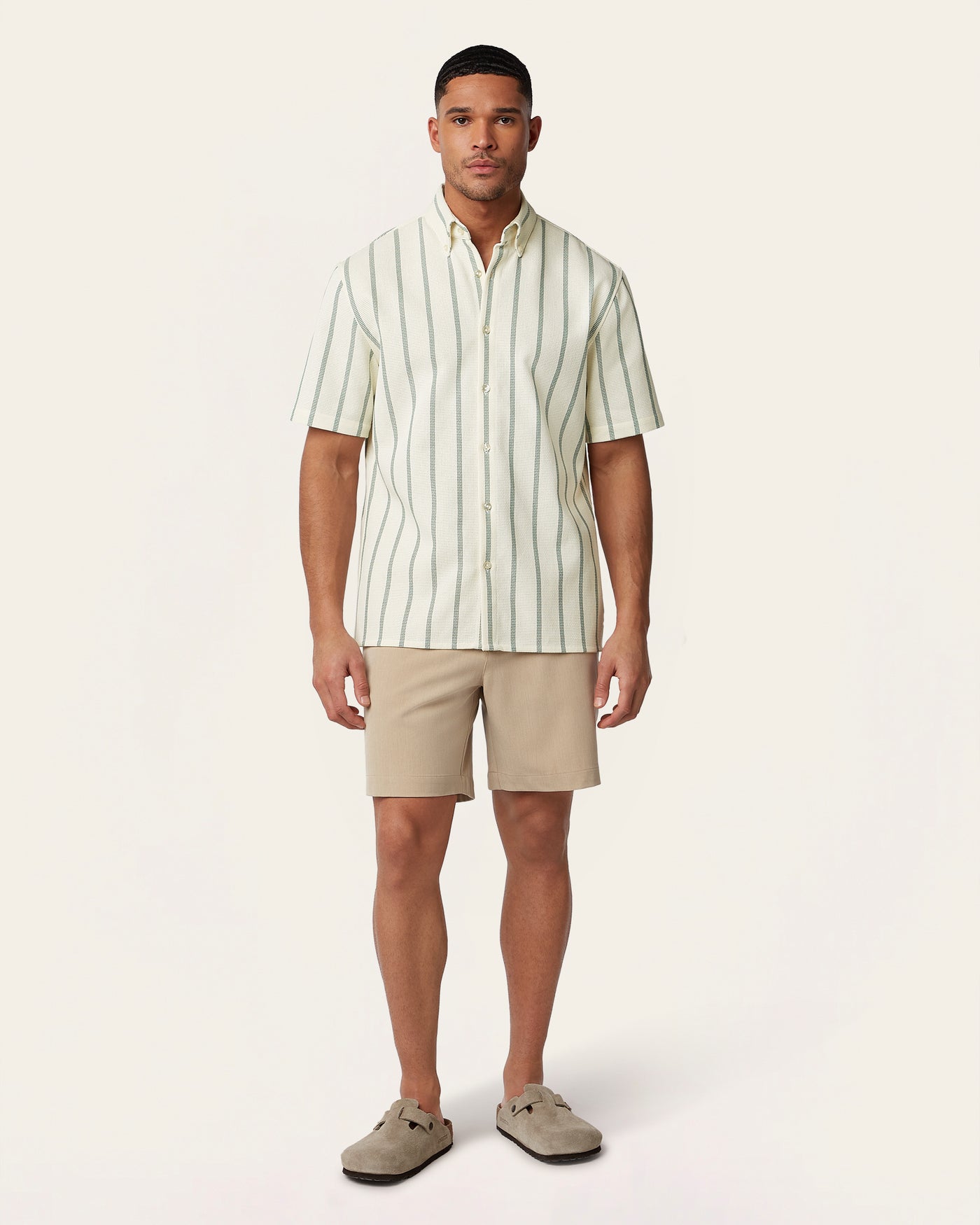 Short Sleeve Shirt Off White / Dark Green