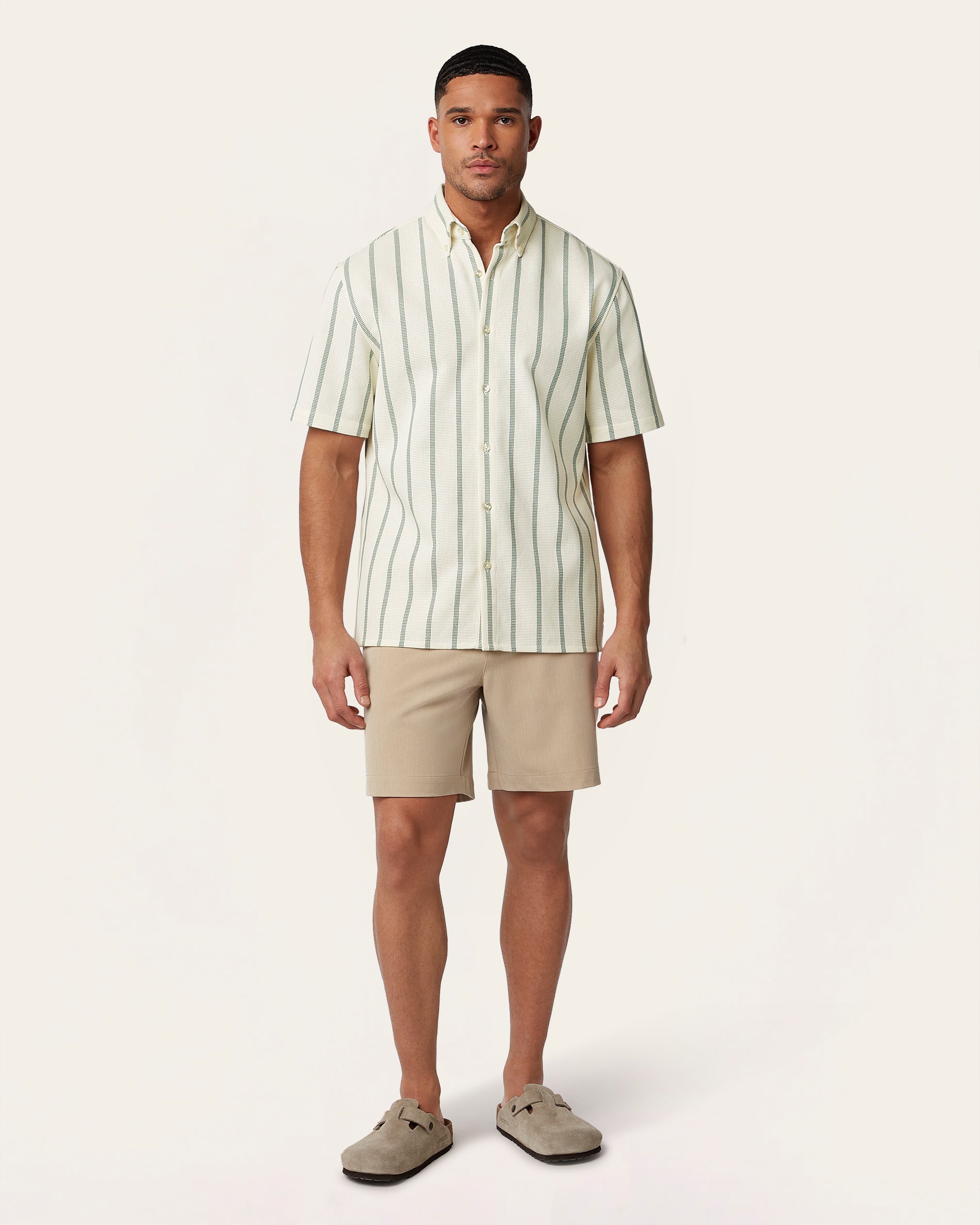 Short Sleeve Shirt Off White / Dark Green