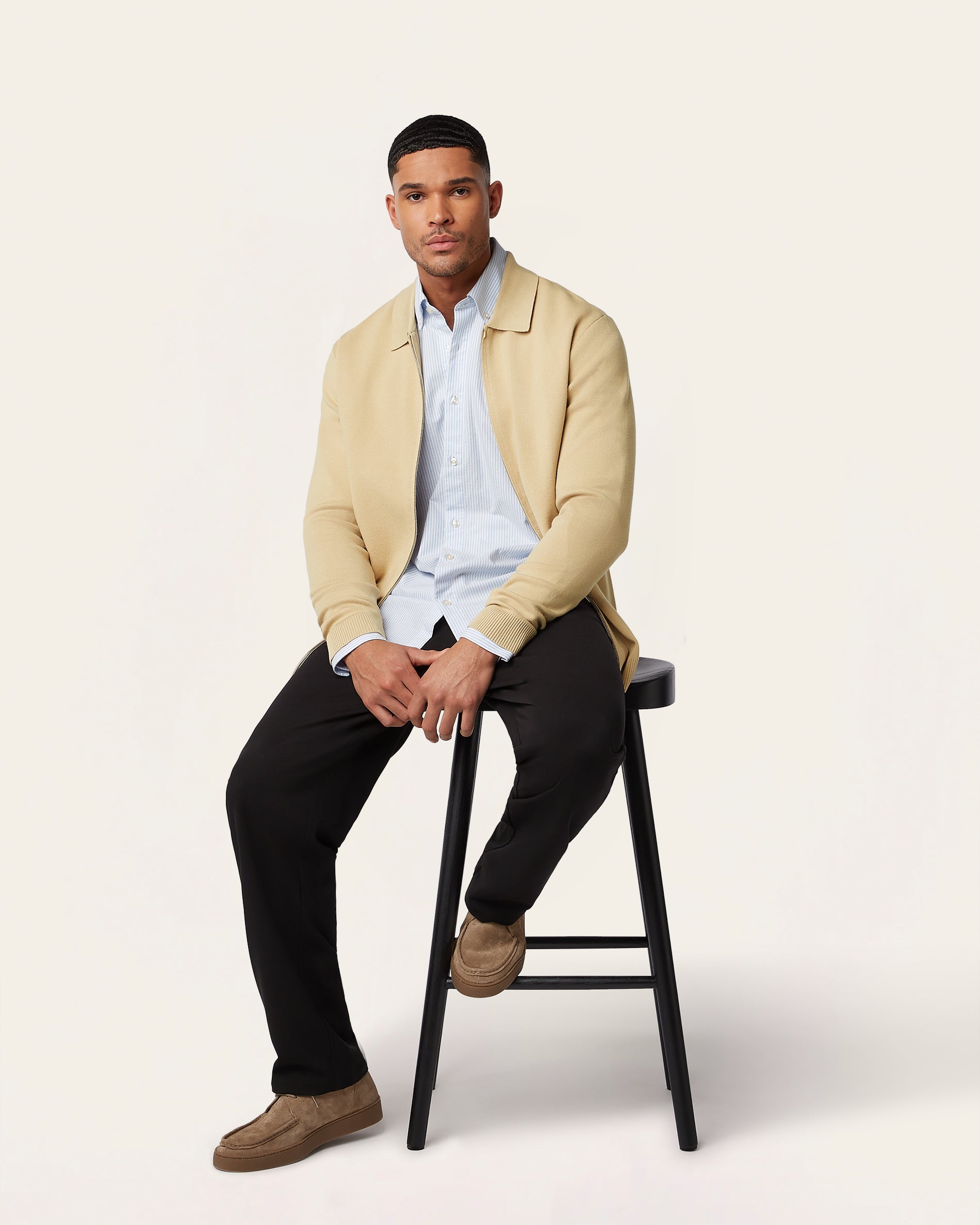 Full Zip Jacquard Cardigan Sand
