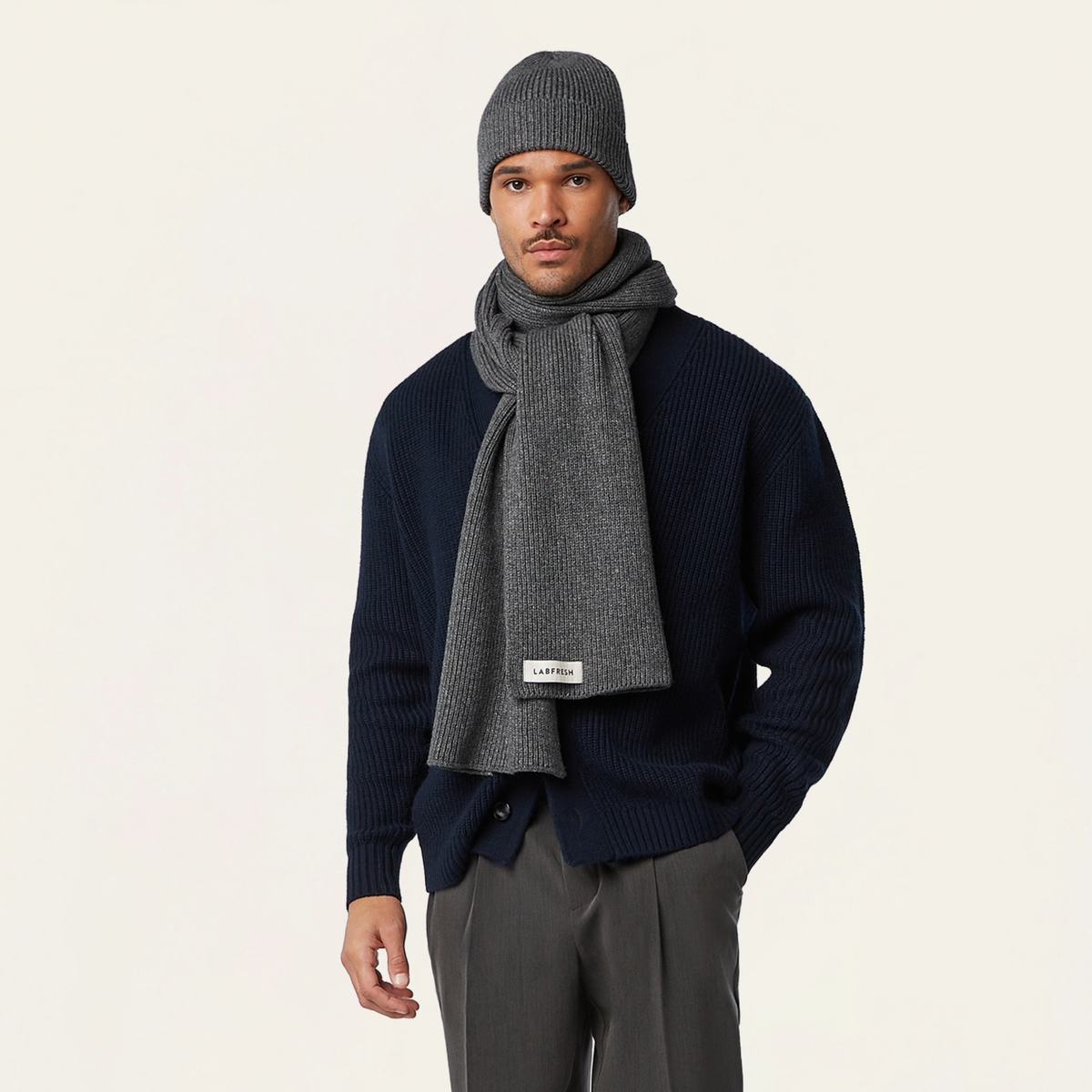 Heavy Seawool Beanie & Scarf bundle | Dark grey