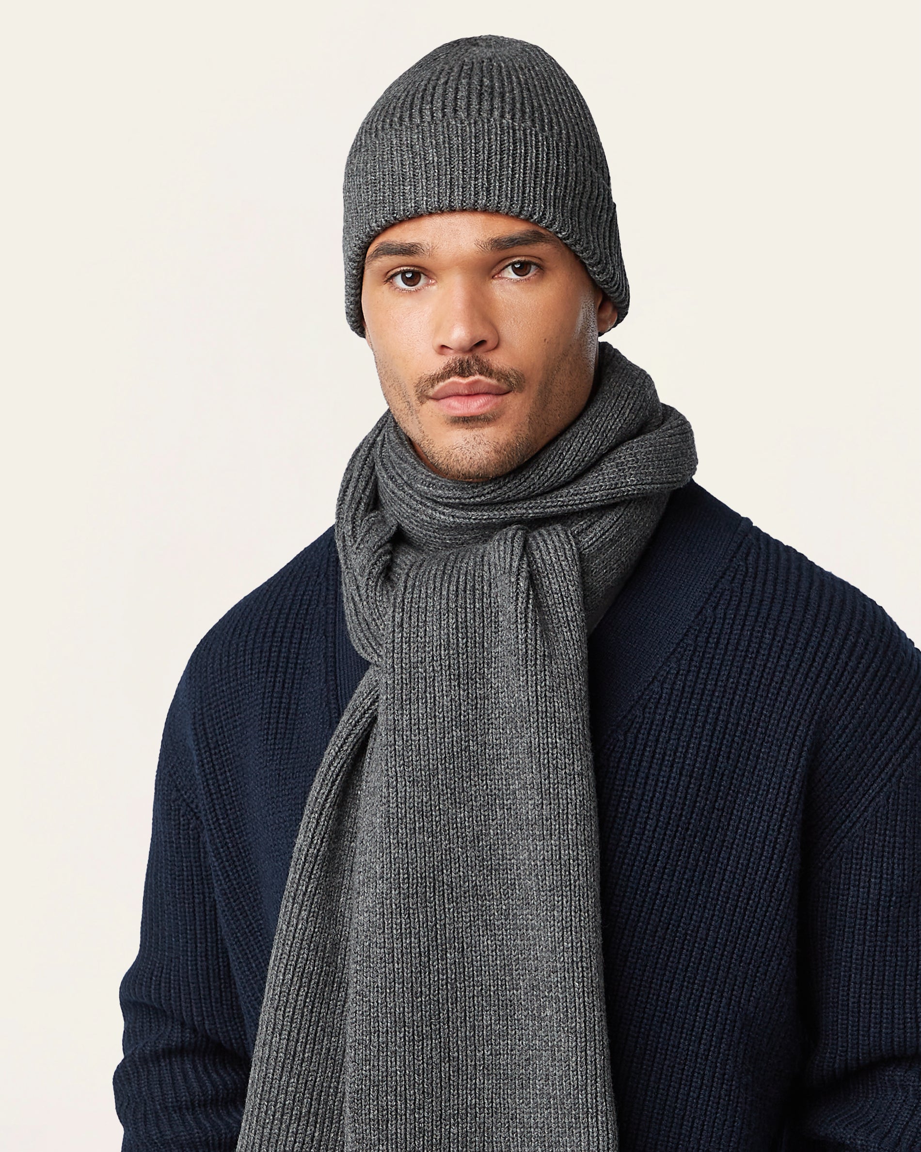 Heavy Seawool Beanie Dark Grey