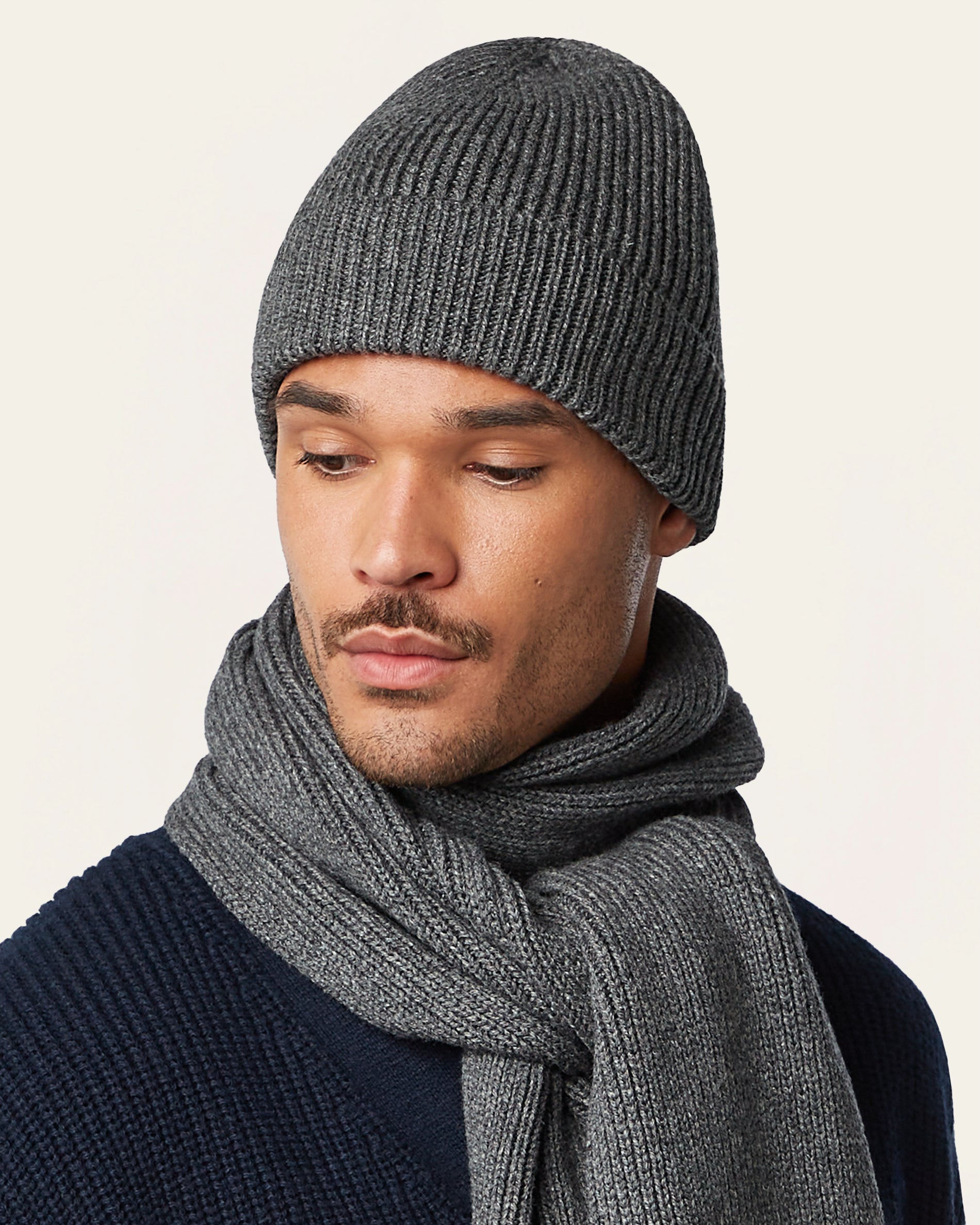 Heavy Seawool Beanie Dark Grey
