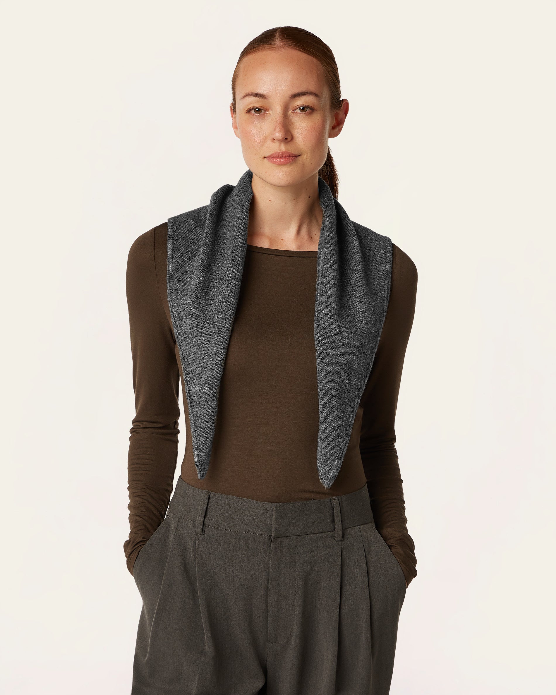 Heavy Seawool Triangle Scarf - Dark Grey