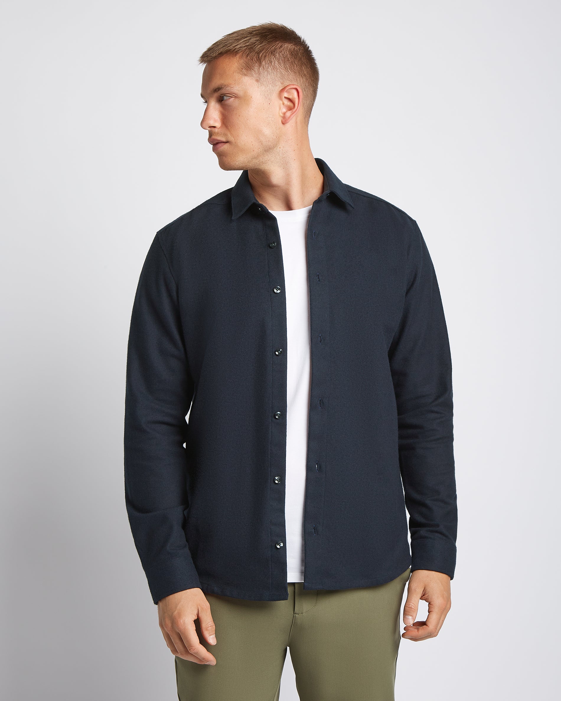 Navy Flannel Shirt – Soft, Stretch Cotton | LABFRESH