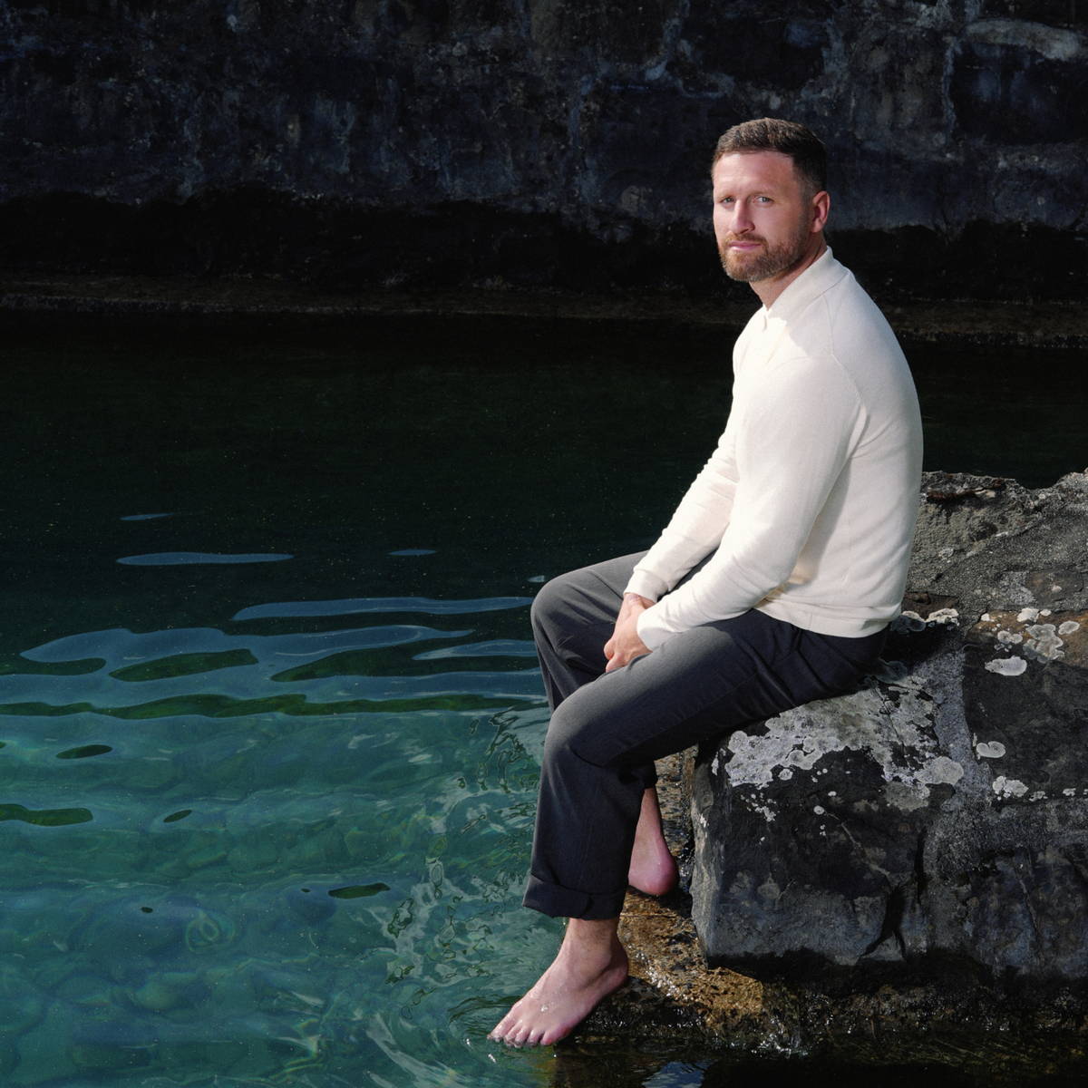 Knitted Long-sleeve Polo Off-white