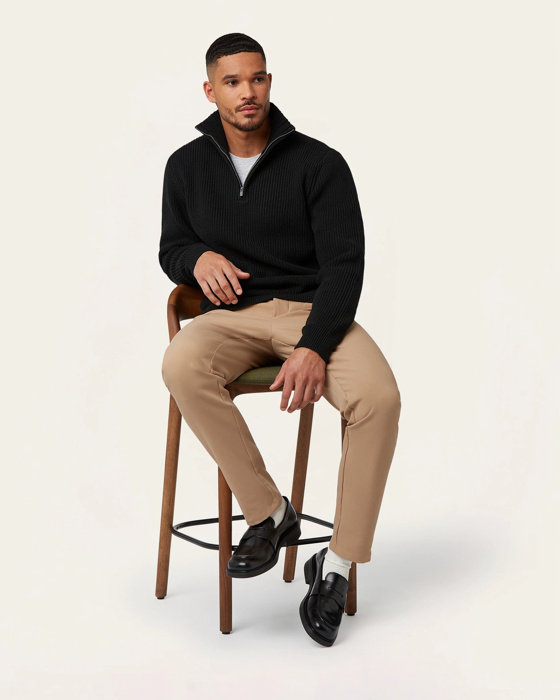 Heavy Seawool Half Zip Black