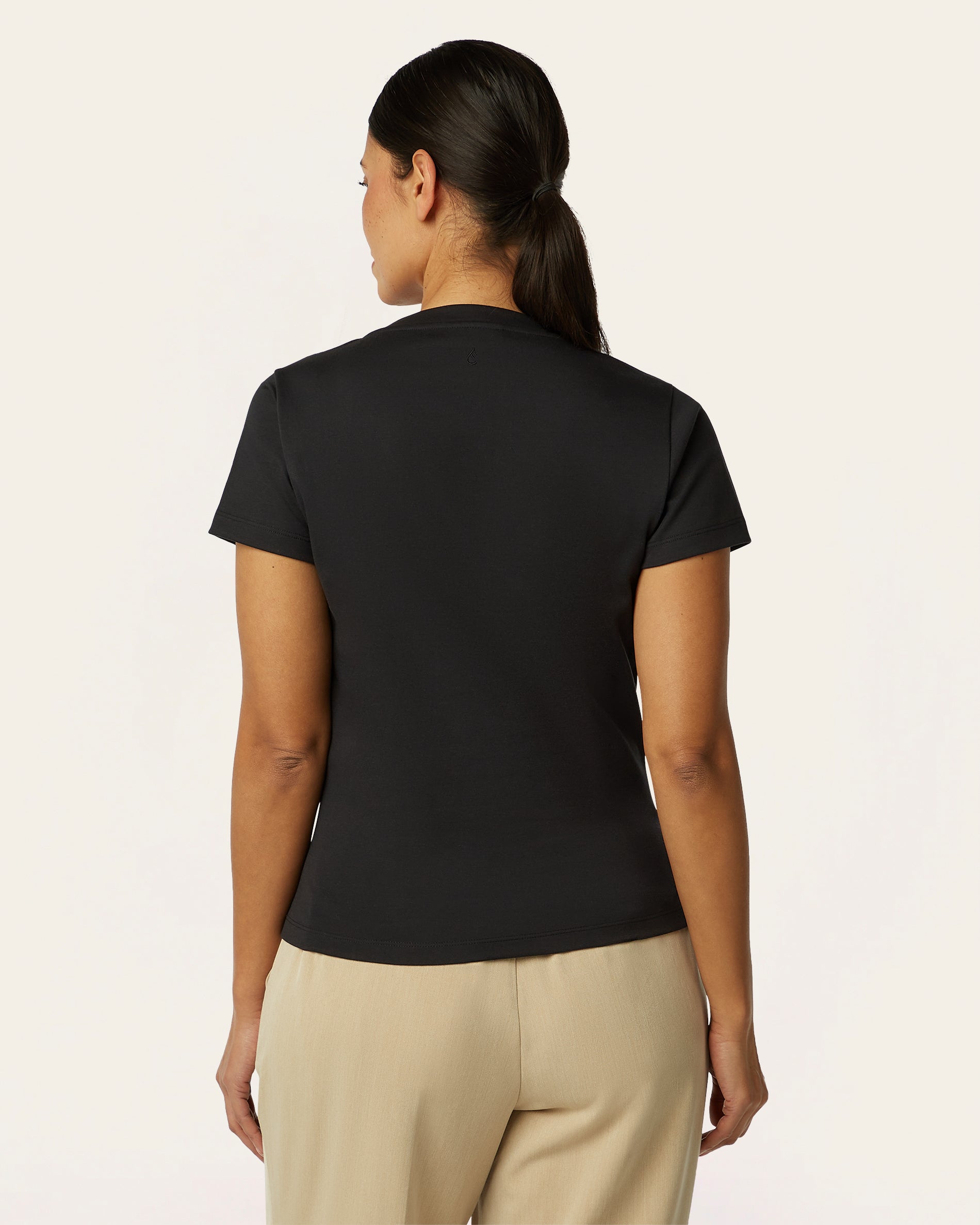 Kashiko V-Neck T-shirt Black シズニルック Interlock V-neck Slim T-shirt - Black