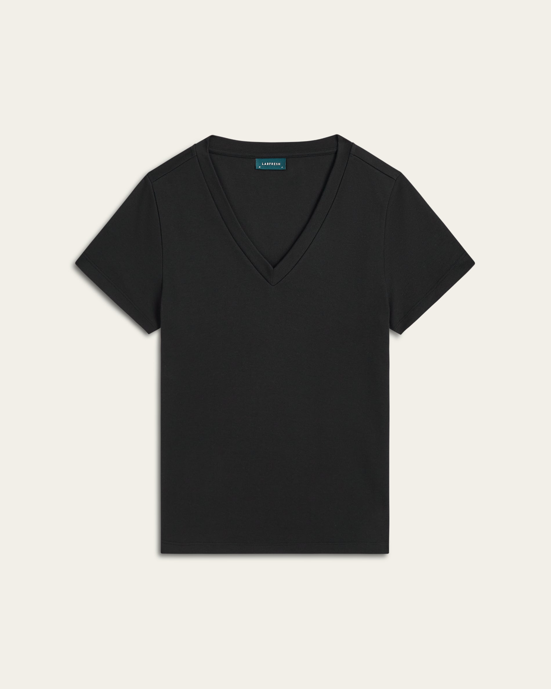 Kashiko V-Neck T-shirt Black シズニルック Interlock V-neck Slim T-shirt - Black