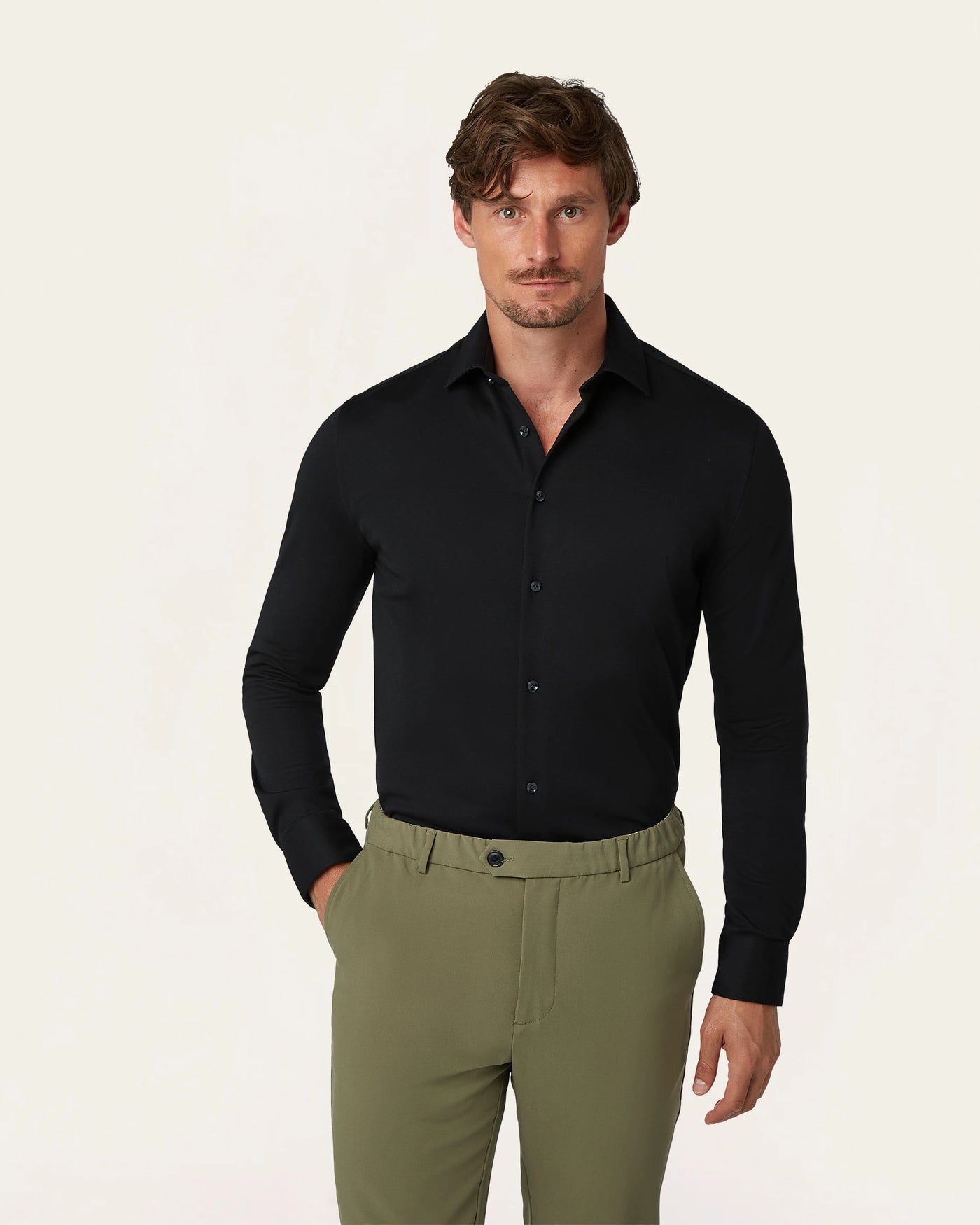 Knitted non-iron shirt black