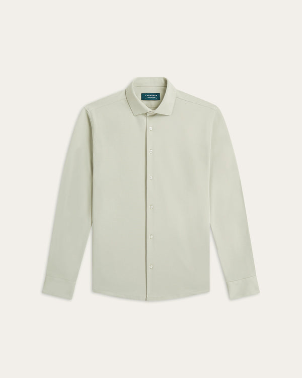 Knitted non-iron shirt Sage