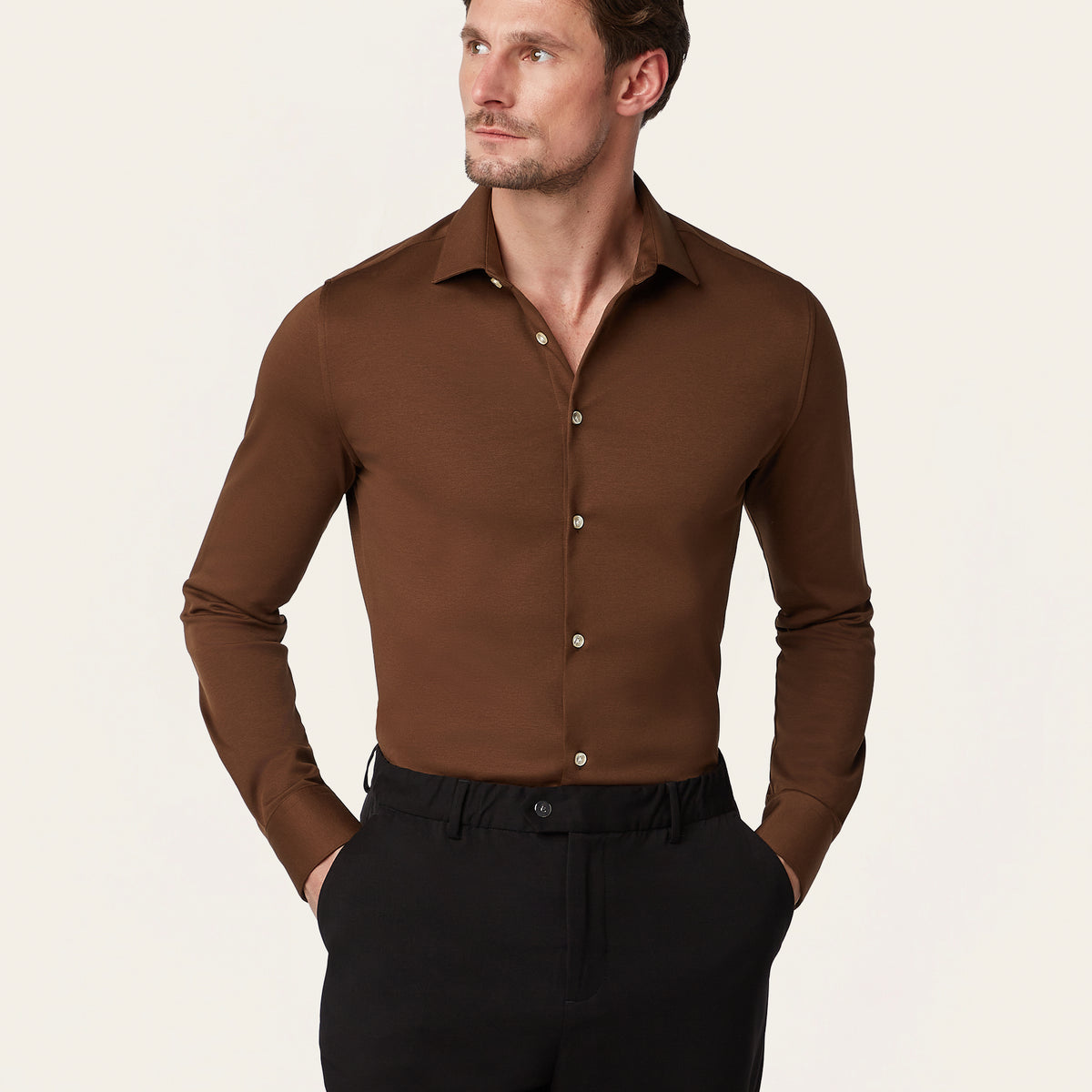 dress shirt brown Giovanni Clg1001-17 1-2x32-33 Mens Solid Color Dress Shirt, Brown