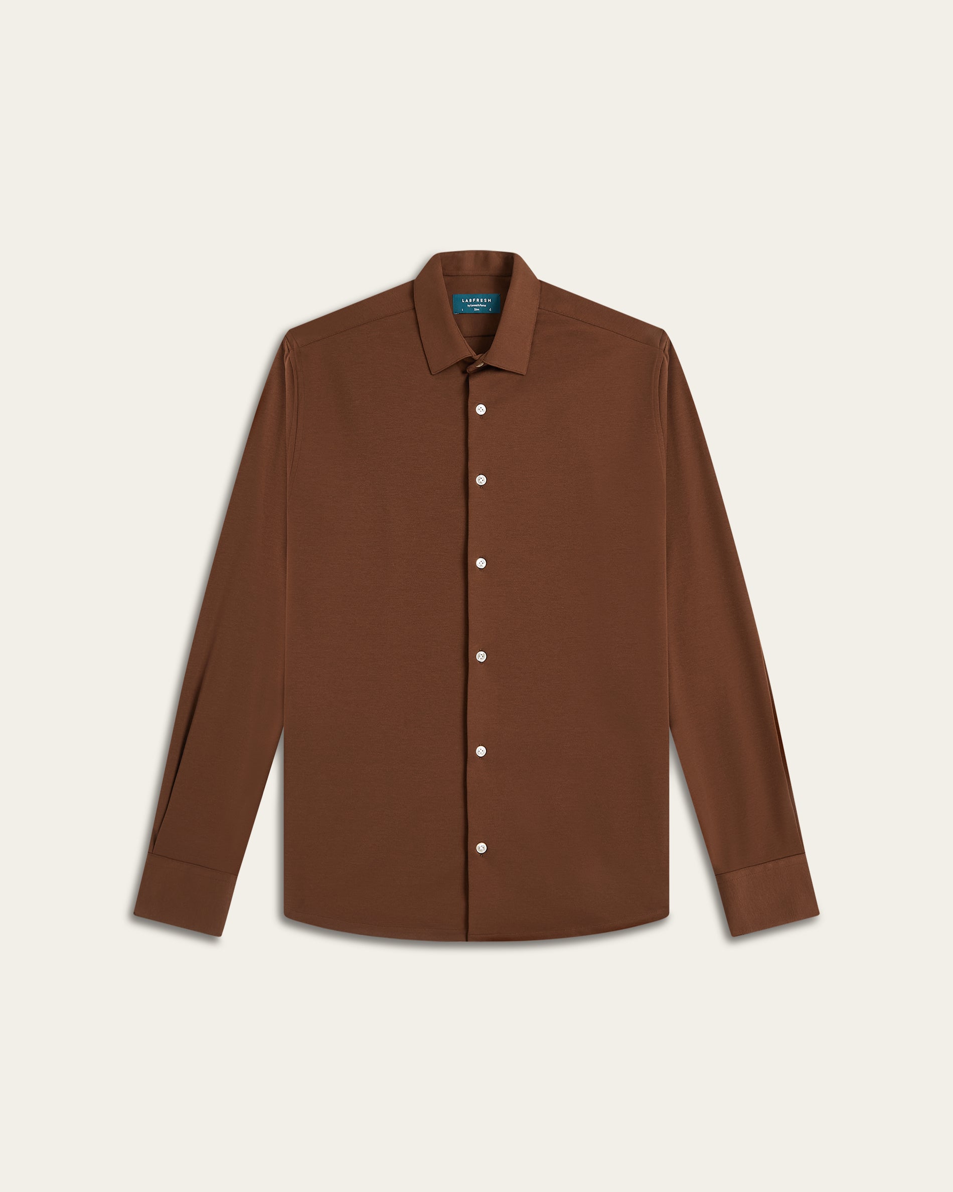 Brown Knitted Non-Iron Stretch Shirt | LABFRESH Brown Knitted Non-Iron Stretch Shirt | LABFRESH