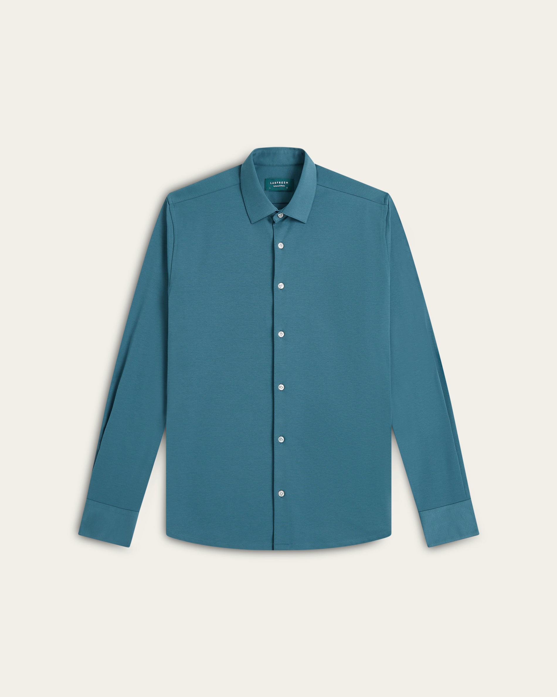 Teal Blue Knitted Non-Iron Stretch Shirt | LABFRESH Teal Blue Knitted Non-Iron Stretch Shirt | LABFRESH