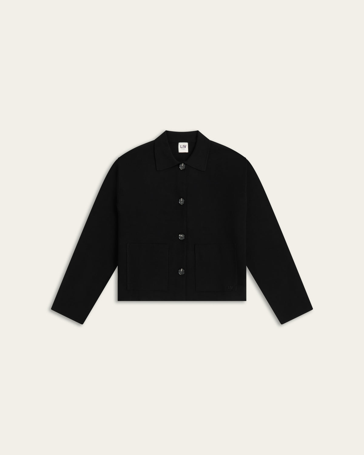 Boxy Jacquard Cardigan - Black