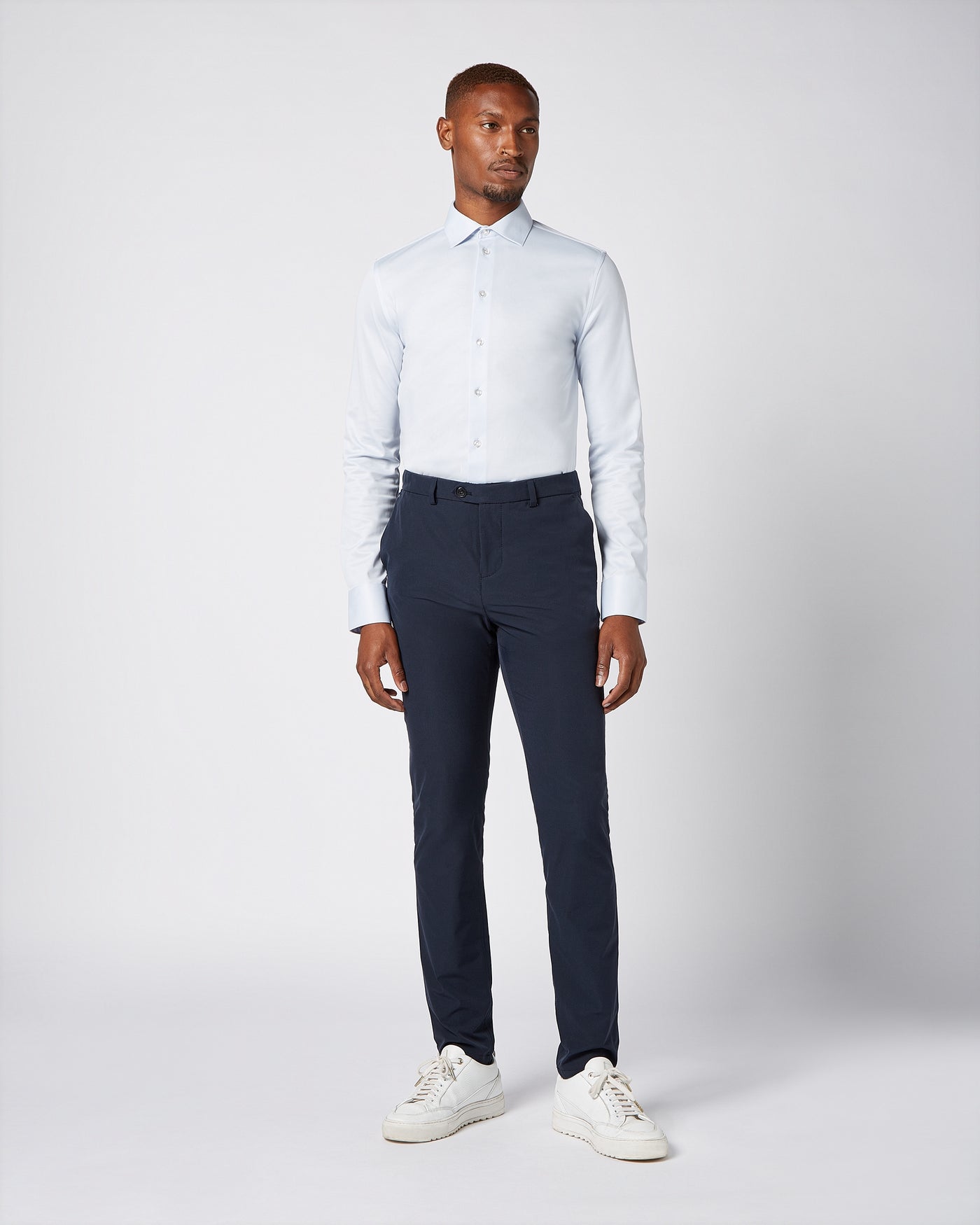 Prior Tech: Non-iron stretch shirt light blue