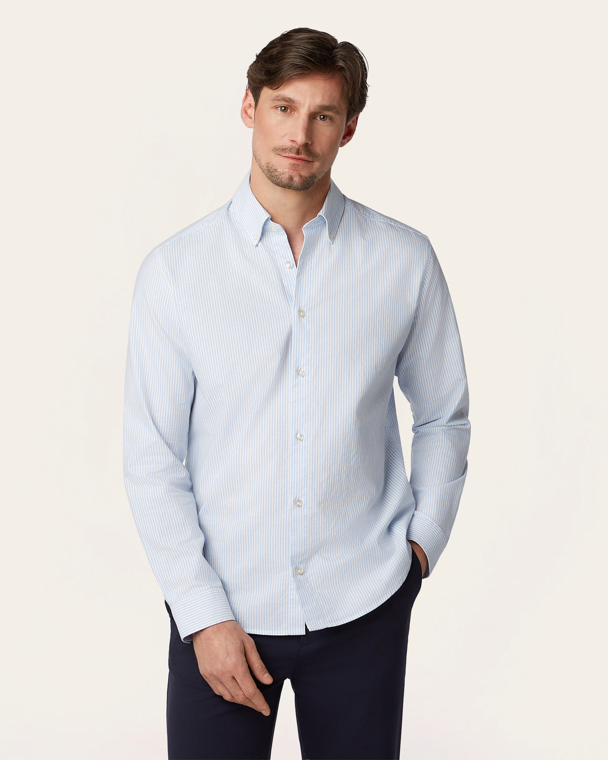 Oxford Shirt White / Blue Stripe
