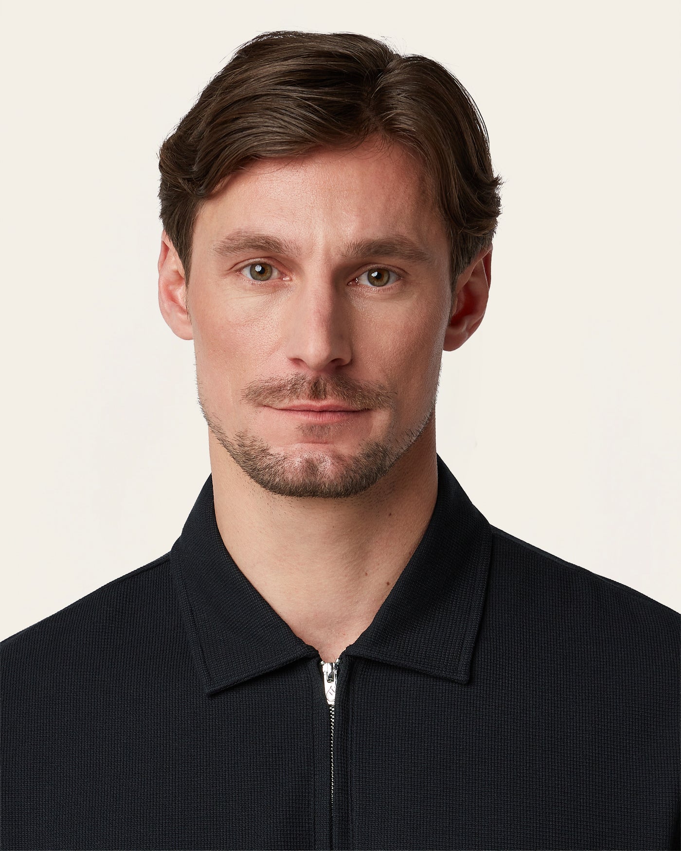 Relaxed Zip Polo Navy