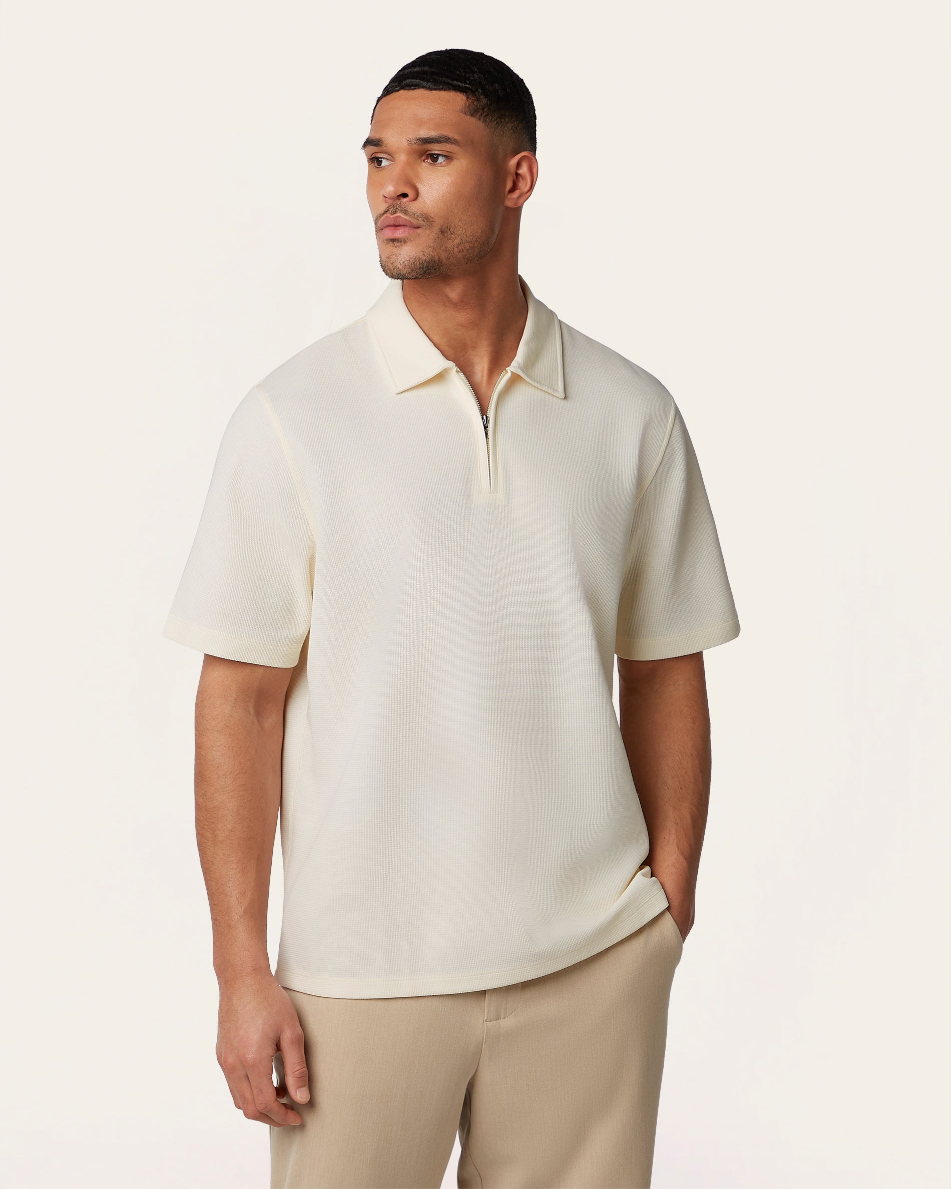 トップス Bibiy polo Temp Control Short Sleeve Sweater Knit Zip Polo – Van Heusen