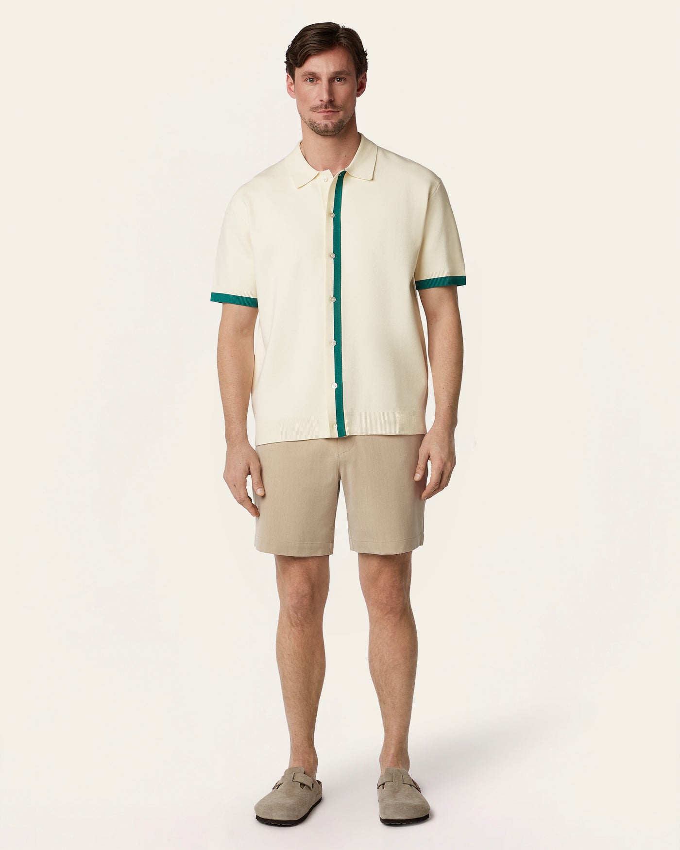 Jacquard Polo Off White / Dark Green