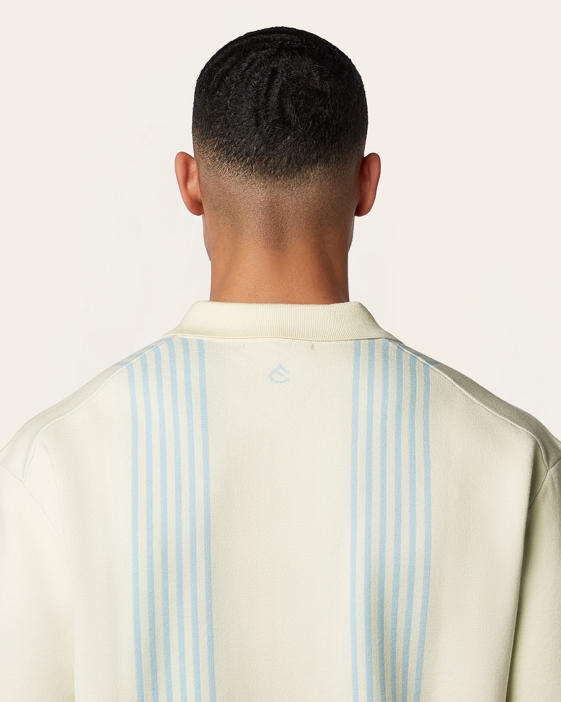 Jacquard Polo Off White / Light Blue