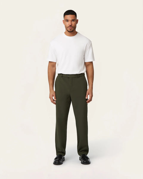 Dark Green Straight Fit Pants – Wrinkle Resistant | LABFRESH