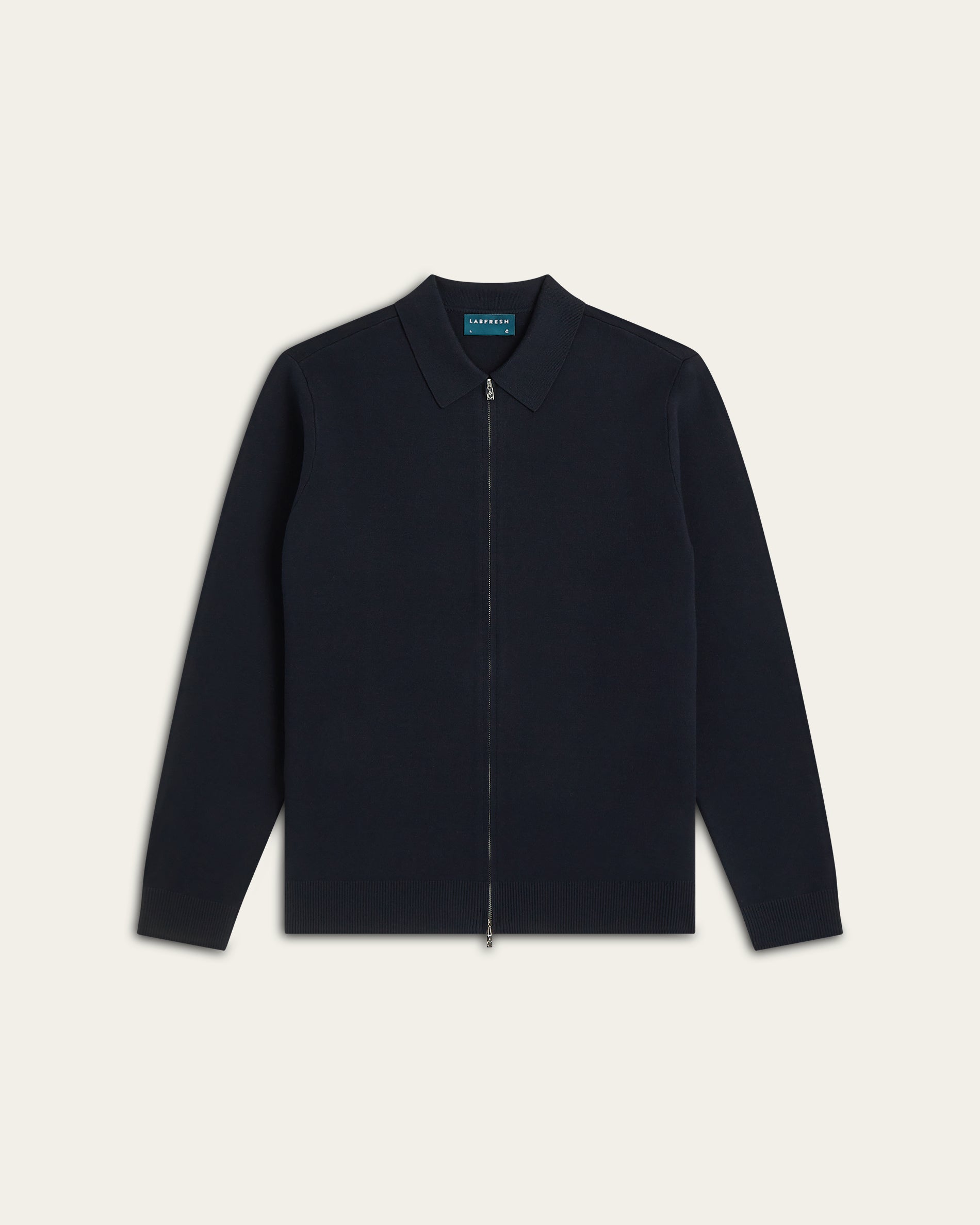 バーカ Navy Full Zip Jacquard Cardigan | LABFRESH