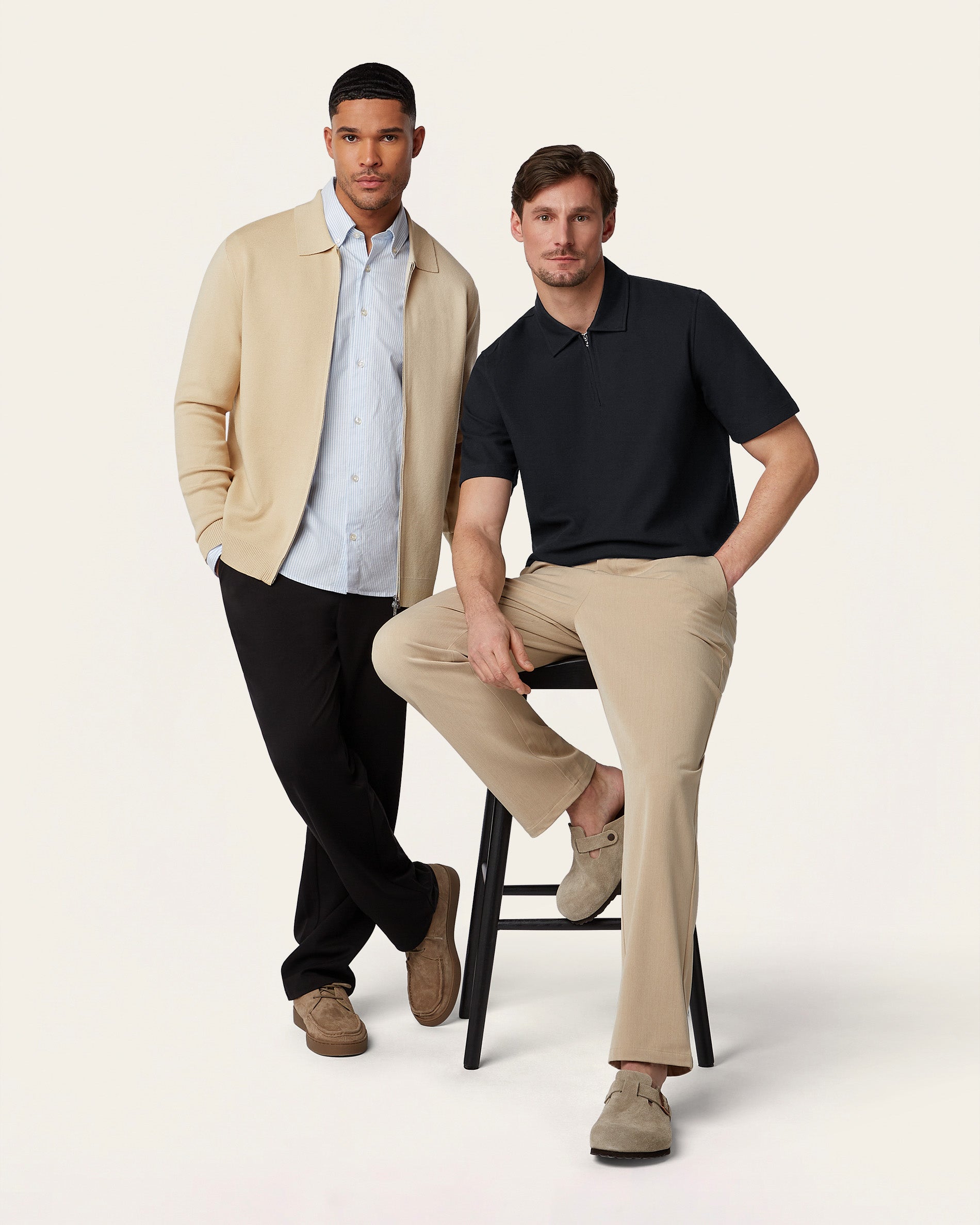 Sand Full Zip Jacquard Cardigan | LABFRESH