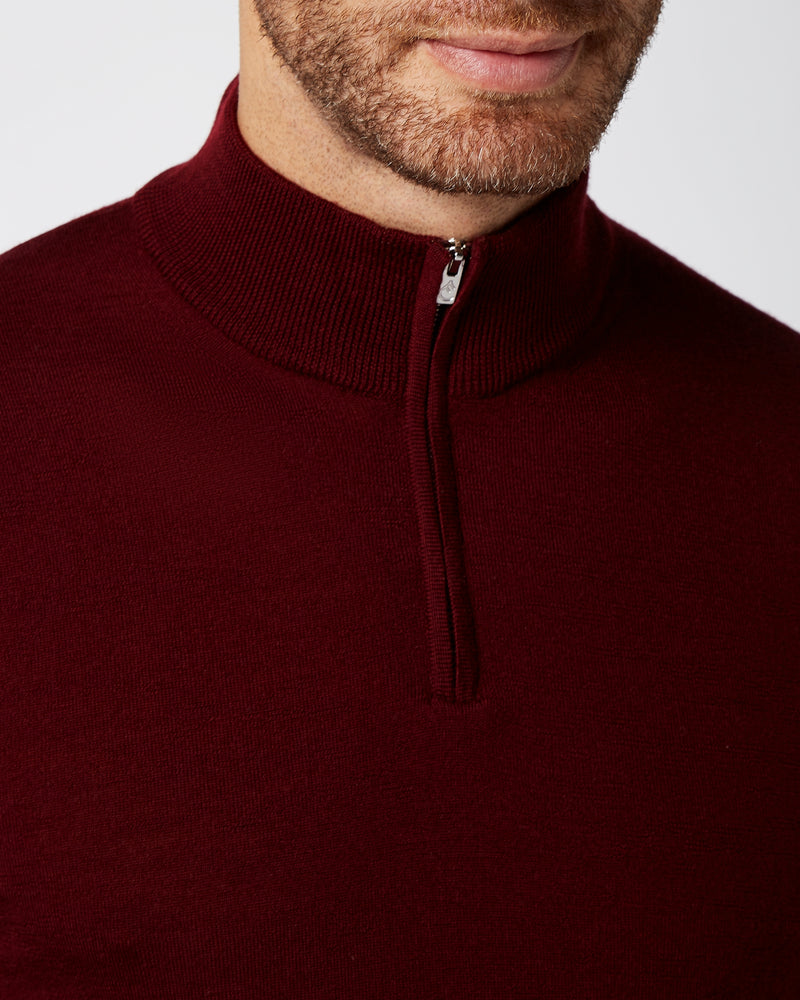 Merino half zip Burgundy