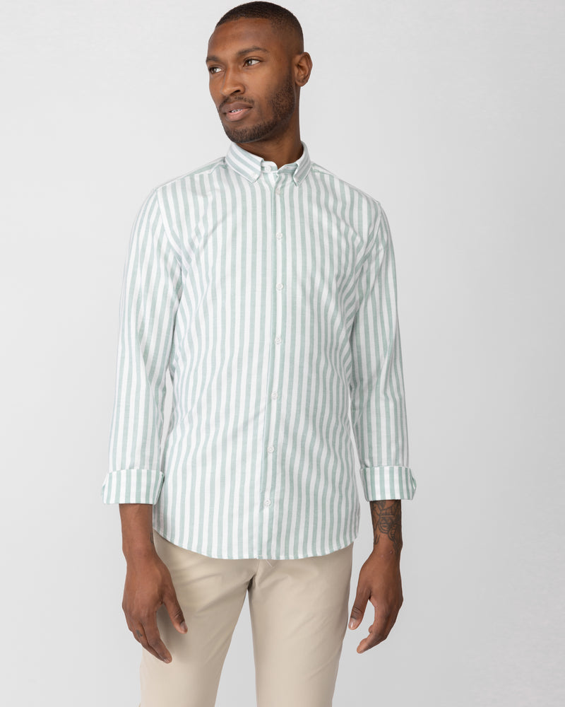 Soft Oxford shirt green stripe